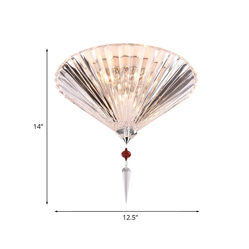 Simple Conical Ceiling Mounted Light 3/4 Lights Clear Faceted Crystal Flushmount Lighting for Corridor Clearhalo 'Ceiling Lights' 'Close To Ceiling Lights' 'Close to ceiling' 'Flush mount' Lighting' 798790