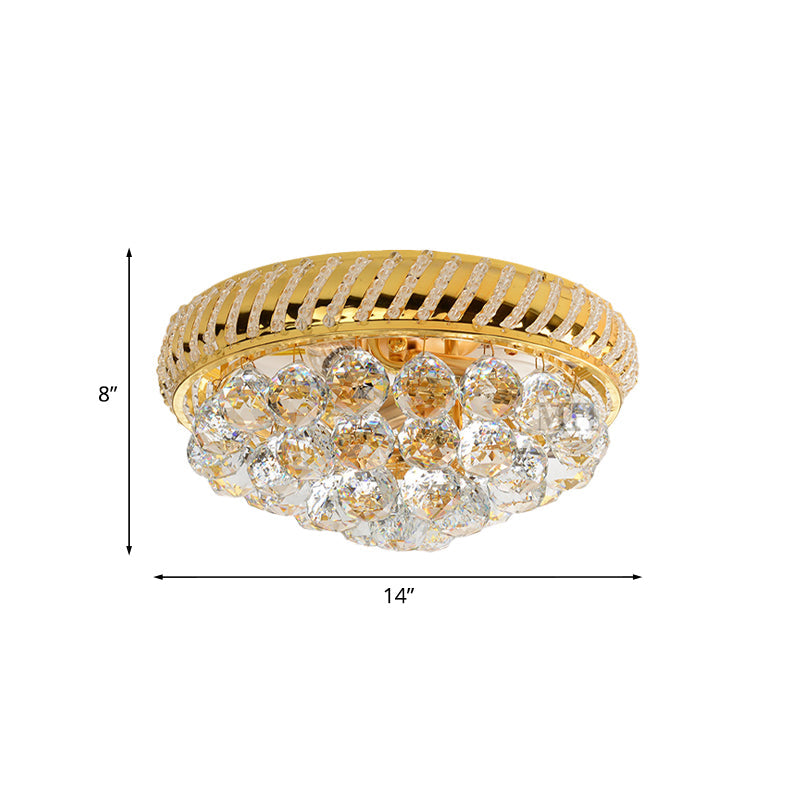 Conic Crystal Ball Flushmount Light Modernist 3/4 Bulbs Bedroom Close to Ceiling Lamp in Gold Clearhalo 'Ceiling Lights' 'Close To Ceiling Lights' 'Close to ceiling' 'Flush mount' Lighting' 798808