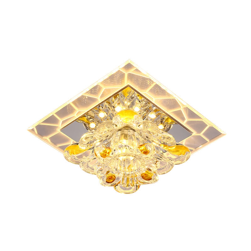 Patchwork Square Acrylic Flush Light Modernism Hallway LED Ceiling Lamp with Crystal Flower Shade Clearhalo 'Ceiling Lights' 'Close To Ceiling Lights' 'Close to ceiling' 'Flush mount' Lighting' 800360