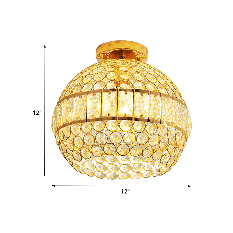 Crystal Hemisphere Ceiling Flush Mount Minimalist 1-Light Dining Room Flush Mount Lighting in Gold Clearhalo 'Ceiling Lights' 'Close To Ceiling Lights' 'Close to ceiling' 'Flush mount' Lighting' 800503