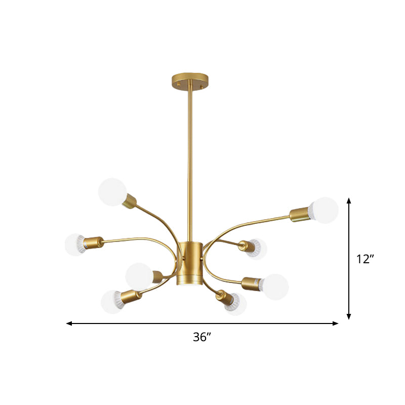 Modernist Sputnik Chandelier Lamp Metallic 6/8/12 Lights Living Room Ceiling Pendant Light in Gold Clearhalo 'Ceiling Lights' 'Chandeliers' 'Modern Chandeliers' 'Modern' Lighting' 800889