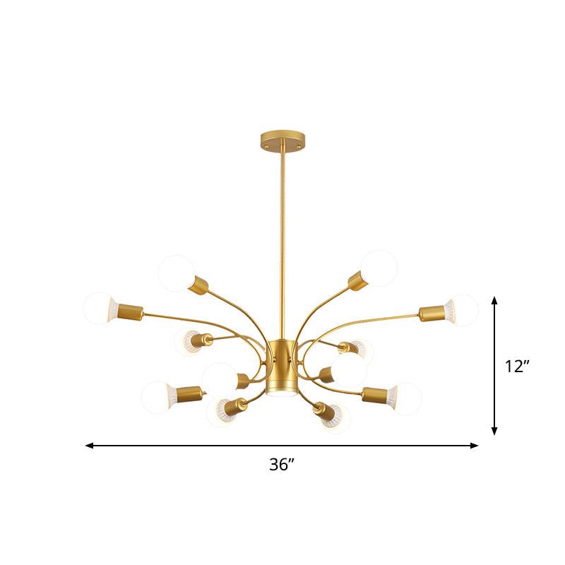 Modernist Sputnik Chandelier Lamp Metallic 6/8/12 Lights Living Room Ceiling Pendant Light in Gold Clearhalo 'Ceiling Lights' 'Chandeliers' 'Modern Chandeliers' 'Modern' Lighting' 800894