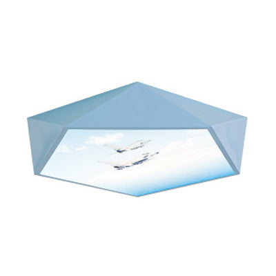 Cartoon Geometry Shape Flush Ceiling Light Fixture Acrylic Ceiling Light Fixture in Blue for Kid Bedroom Clearhalo 'Ceiling Lights' 'Close To Ceiling Lights' 'Close to ceiling' 'Flush mount' Lighting' 80100