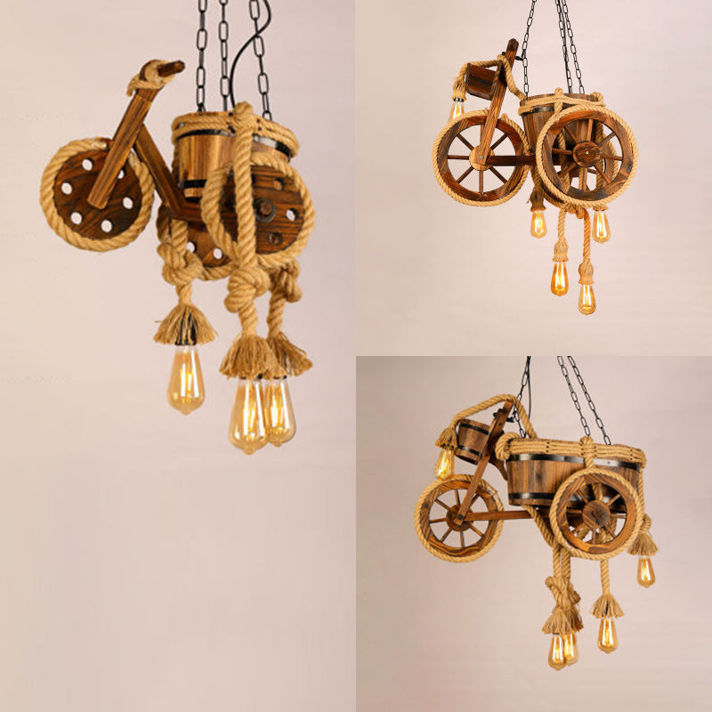 Wood Motor Chandeliers Antique Ceiling Fixture in Beige for Hallway Dining Room 3 Beige Clearhalo 'Ceiling Lights' 'Chandeliers' Lighting' options 80688_15b3b05d-6a33-4392-aed1-1b88fefac9c7
