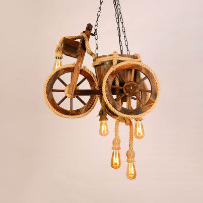 Wood Motor Chandeliers Antique Ceiling Fixture in Beige for Hallway Dining Room 5 Beige Clearhalo 'Ceiling Lights' 'Chandeliers' Lighting' options 80690_64aea42c-f543-46e4-9f23-3b595d06f9d8
