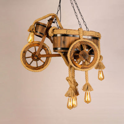 Wood Motor Chandeliers Antique Ceiling Fixture in Beige for Hallway Dining Room 6 Beige Clearhalo 'Ceiling Lights' 'Chandeliers' Lighting' options 80691_7bee51d2-0d4e-4c48-9861-e58f2c4e8ceb