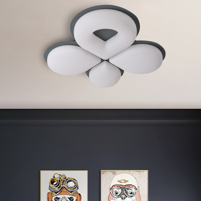 Kids Flower Plastic Ceiling Lighting LED Flush Mount Light Fixture in Grey/White/Coffee for Children Bedroom Clearhalo 'Ceiling Lights' 'Close To Ceiling Lights' 'Close to ceiling' 'Flush mount' Lighting' 810360