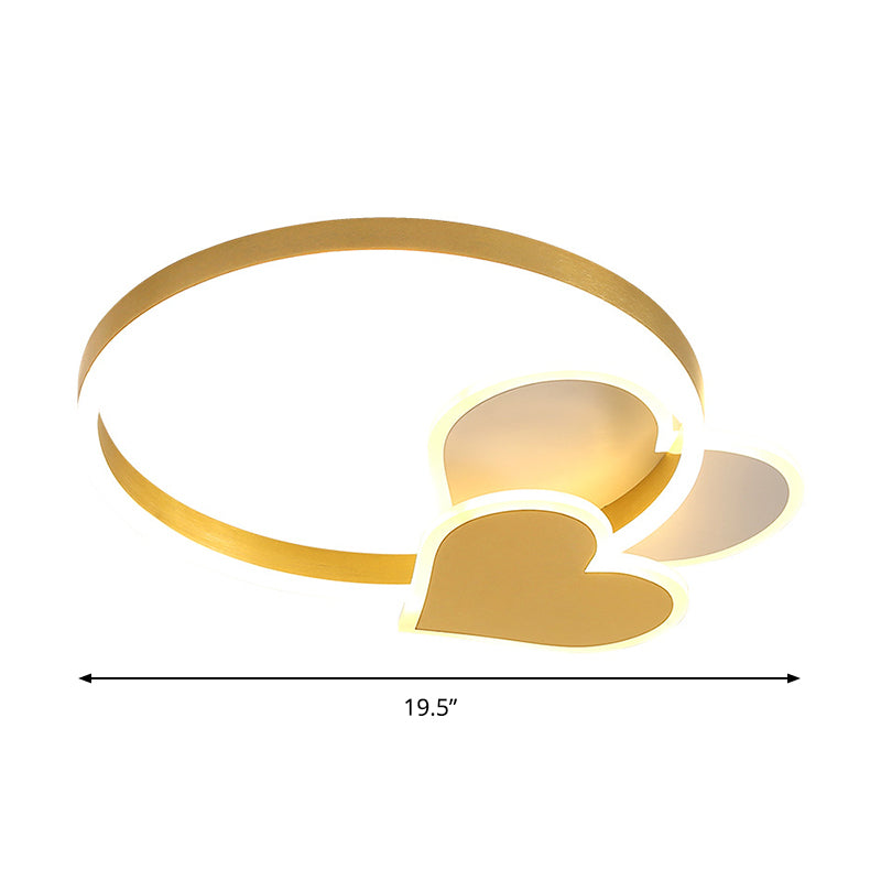 Circular Acrylic Flush Mount Lighting Nordic LED Gold Ceiling Light Fixture with Loving Heart/Star Design Clearhalo 'Ceiling Lights' 'Close To Ceiling Lights' 'Close to ceiling' 'Flush mount' Lighting' 810418