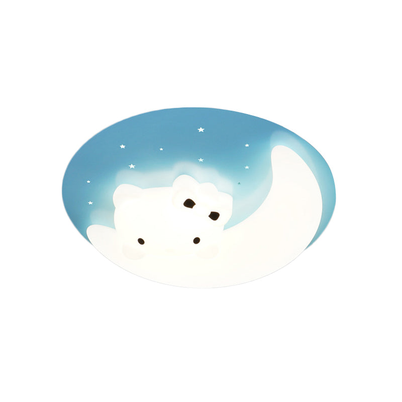 Crescent and Rabbit/Cat Flush Mount Lamp Kids Acrylic Child Room LED Ceiling Light Fixture in Pink/Blue Clearhalo 'Ceiling Lights' 'Close To Ceiling Lights' 'Close to ceiling' 'Flush mount' 'Industrial Flush Mount' Lighting' 812769