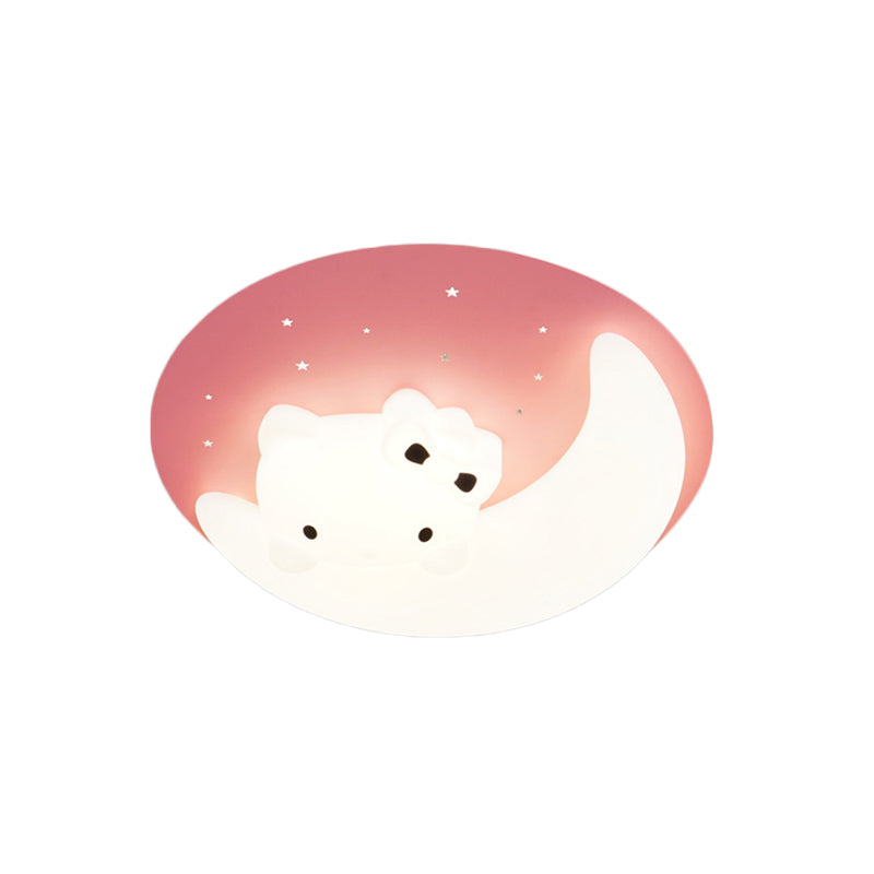 Crescent and Rabbit/Cat Flush Mount Lamp Kids Acrylic Child Room LED Ceiling Light Fixture in Pink/Blue Clearhalo 'Ceiling Lights' 'Close To Ceiling Lights' 'Close to ceiling' 'Flush mount' 'Industrial Flush Mount' Lighting' 812774