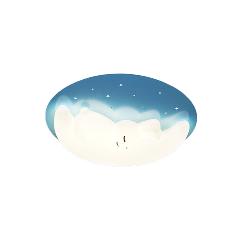 Crescent and Rabbit/Cat Flush Mount Lamp Kids Acrylic Child Room LED Ceiling Light Fixture in Pink/Blue Clearhalo 'Ceiling Lights' 'Close To Ceiling Lights' 'Close to ceiling' 'Flush mount' 'Industrial Flush Mount' Lighting' 812778