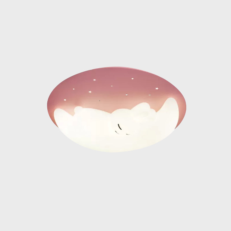 Crescent and Rabbit/Cat Flush Mount Lamp Kids Acrylic Child Room LED Ceiling Light Fixture in Pink/Blue Clearhalo 'Ceiling Lights' 'Close To Ceiling Lights' 'Close to ceiling' 'Flush mount' 'Industrial Flush Mount' Lighting' 812783