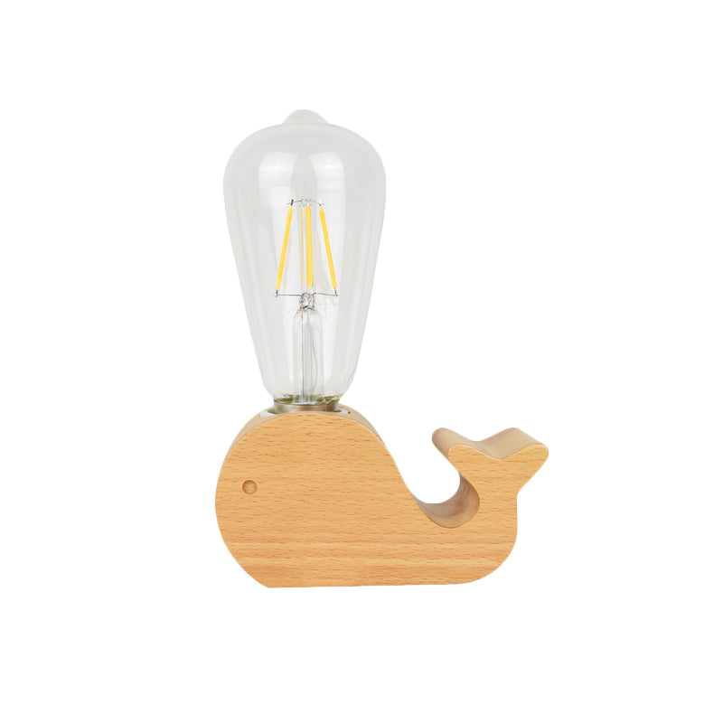 Modern Single Bulb Reading Lamp with Glass Shade Beige Sheep/Elephant/Cow Small Desk Lamp for Bedroom Clearhalo 'Lamps' 'Table Lamps' Lighting' 813497