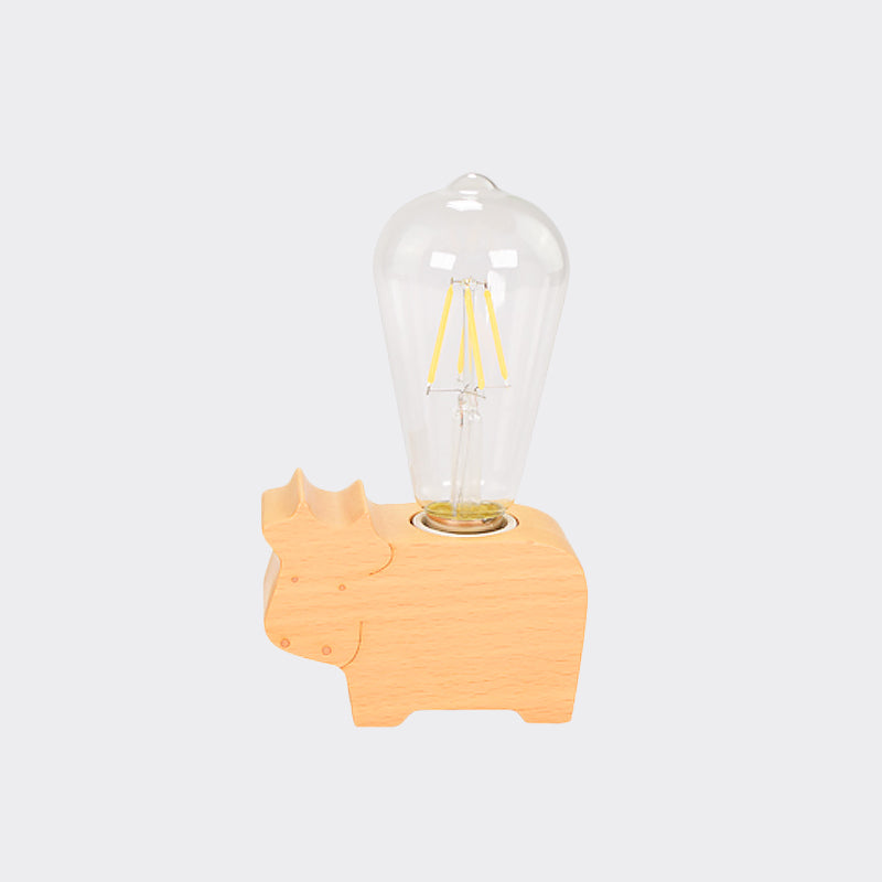 Modern Single Bulb Reading Lamp with Glass Shade Beige Sheep/Elephant/Cow Small Desk Lamp for Bedroom Clearhalo 'Lamps' 'Table Lamps' Lighting' 813508