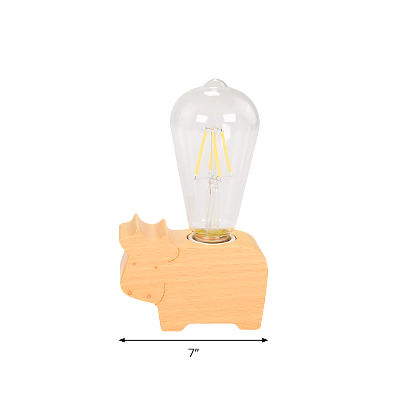 Modern Single Bulb Reading Lamp with Glass Shade Beige Sheep/Elephant/Cow Small Desk Lamp for Bedroom Clearhalo 'Lamps' 'Table Lamps' Lighting' 813509
