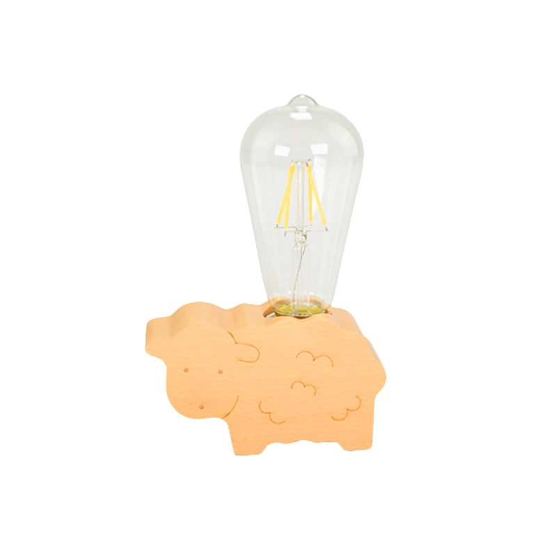 Modern Single Bulb Reading Lamp with Glass Shade Beige Sheep/Elephant/Cow Small Desk Lamp for Bedroom Clearhalo 'Lamps' 'Table Lamps' Lighting' 813512