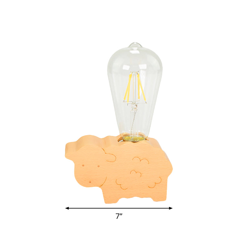 Modern Single Bulb Reading Lamp with Glass Shade Beige Sheep/Elephant/Cow Small Desk Lamp for Bedroom Clearhalo 'Lamps' 'Table Lamps' Lighting' 813514
