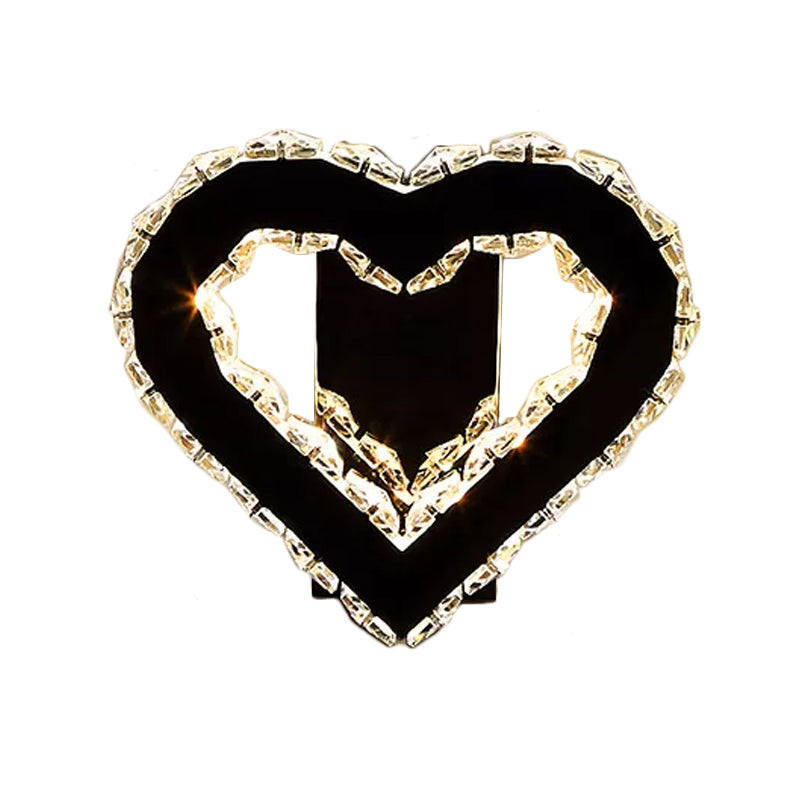 LED Loving Heart Wall Hanging Light Modernism Black Faceted Crystal Wall Lighting Ideas for Bedroom Clearhalo 'Modern wall lights' 'Modern' 'Wall Lamps & Sconces' 'Wall Lights' Lighting' 813721