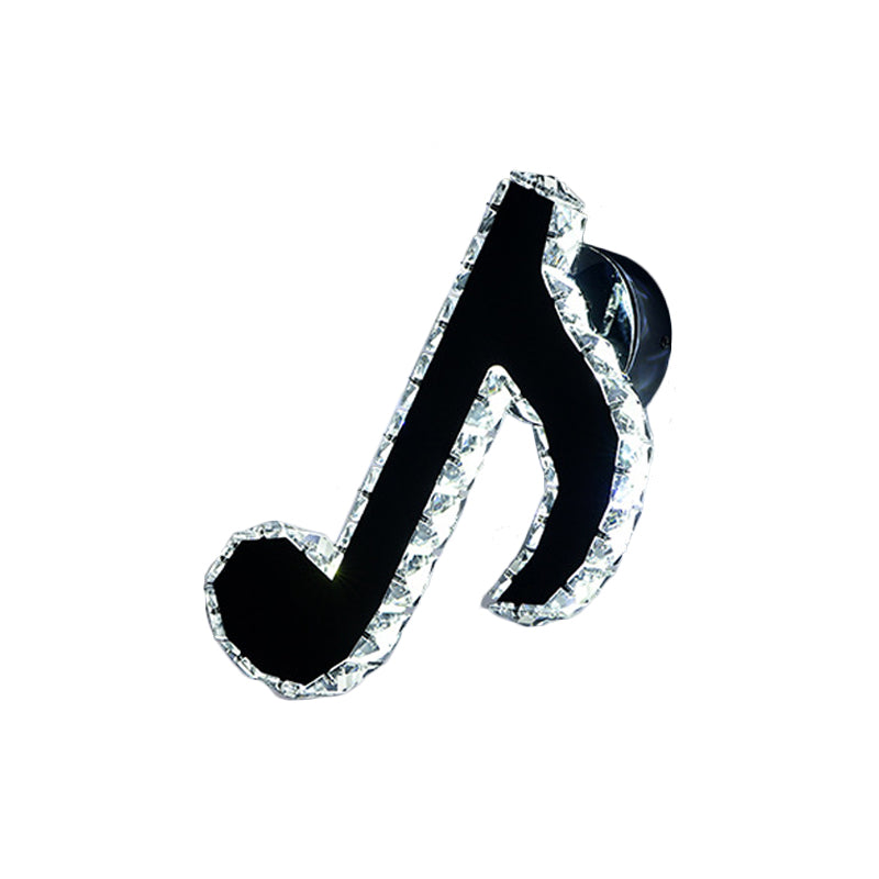 Music Note Crystal Wall Light Sconce Simple Style LED Corridor Wall Mount Lamp in Black Clearhalo 'Modern wall lights' 'Modern' 'Wall Lamps & Sconces' 'Wall Lights' Lighting' 813725