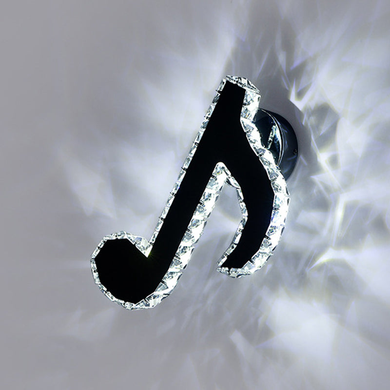 Music Note Crystal Wall Light Sconce Simple Style LED Corridor Wall Mount Lamp in Black Clearhalo 'Modern wall lights' 'Modern' 'Wall Lamps & Sconces' 'Wall Lights' Lighting' 813726