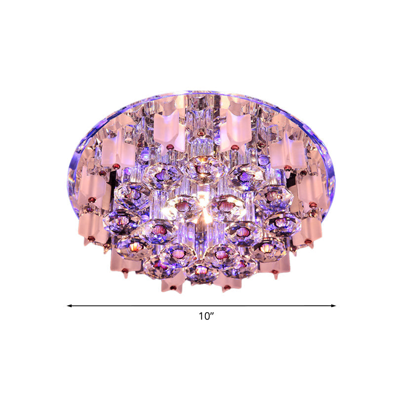 LED Prism Column Flush Mount Simple Clear Crystal Close to Ceiling Lighting in White/Warm/Multi Color Light Clearhalo 'Ceiling Lights' 'Close To Ceiling Lights' 'Close to ceiling' 'Flush mount' Lighting' 814070