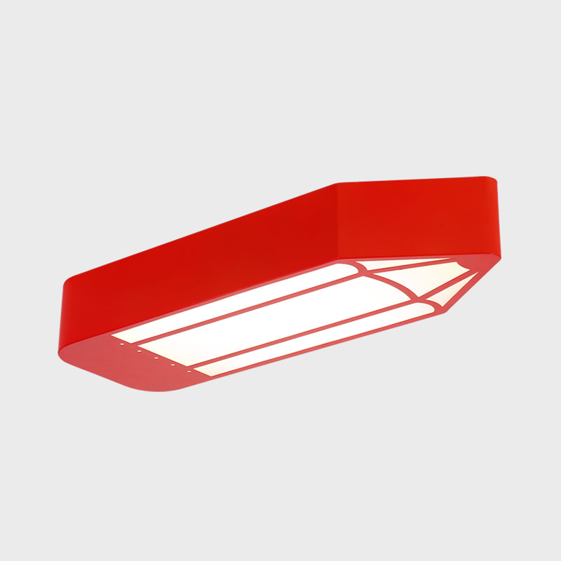 Red/Blue/Green Pencil LED Flush Light Kids Style Metal Flush Mounted Ceiling Light for Nursery School Clearhalo 'Ceiling Lights' 'Close To Ceiling Lights' 'Close to ceiling' 'Flush mount' Lighting' 814294
