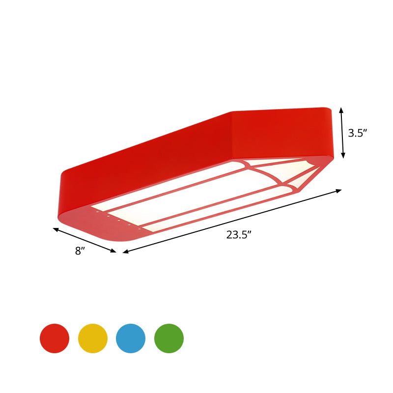 Red/Blue/Green Pencil LED Flush Light Kids Style Metal Flush Mounted Ceiling Light for Nursery School Clearhalo 'Ceiling Lights' 'Close To Ceiling Lights' 'Close to ceiling' 'Flush mount' Lighting' 814295