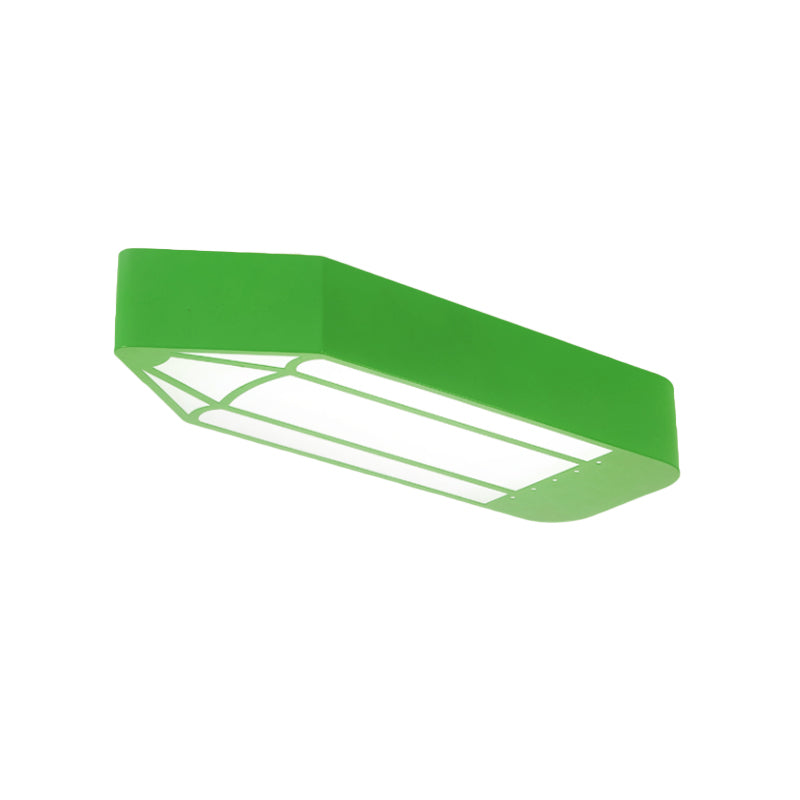 Red/Blue/Green Pencil LED Flush Light Kids Style Metal Flush Mounted Ceiling Light for Nursery School Clearhalo 'Ceiling Lights' 'Close To Ceiling Lights' 'Close to ceiling' 'Flush mount' Lighting' 814306