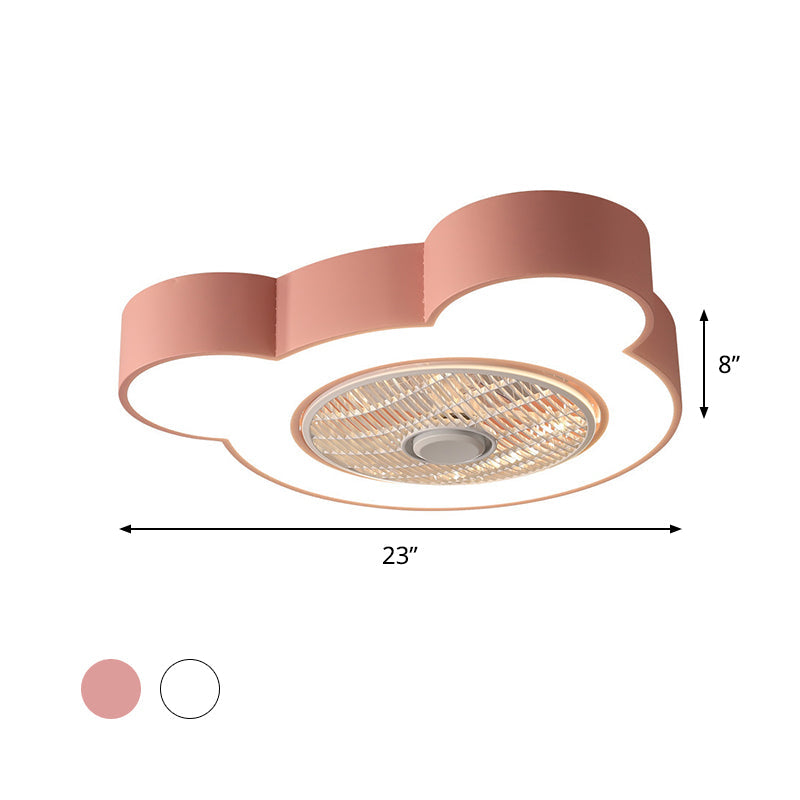 Cartoon Bear/Rabbit/Penguin Fan Lamp Acrylic Kids Room 23" Wide LED Close to Ceiling Light in Pink/Grey Clearhalo 'Ceiling Fans with Lights' 'Ceiling Fans' 'Kids Ceiling Fans' 'Kids' Lighting' 814492