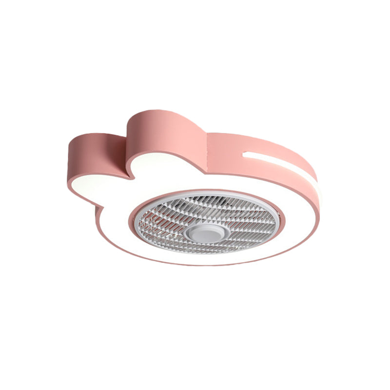 Cartoon Bear/Rabbit/Penguin Fan Lamp Acrylic Kids Room 23" Wide LED Close to Ceiling Light in Pink/Grey Clearhalo 'Ceiling Fans with Lights' 'Ceiling Fans' 'Kids Ceiling Fans' 'Kids' Lighting' 814496