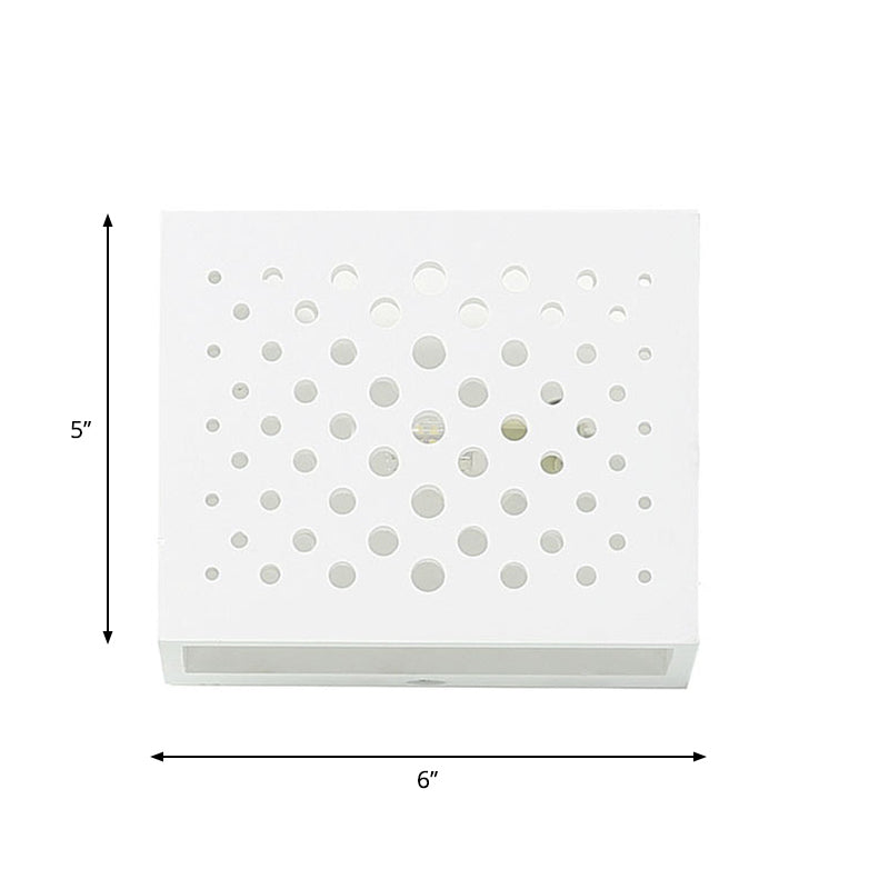 White Laser-Cut Box Shape Wall Light Sconce Modernism 1 Head Gypsum LED Wall Lamp Clearhalo 'Modern wall lights' 'Modern' 'Wall Lamps & Sconces' 'Wall Lights' Lighting' 815309