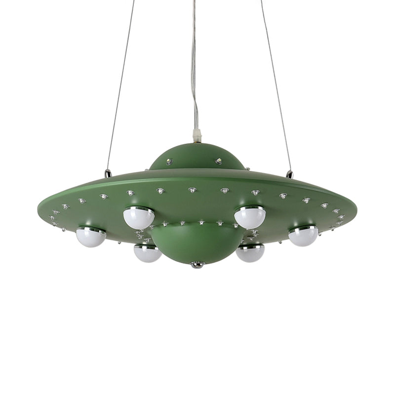 Nordic Flying Saucer Chandelier Light Metallic Child Bedroom LED Pendant Lamp Fixture in Grey/Pink/Blue Clearhalo 'Ceiling Lights' 'Chandeliers' Lighting' options 817155