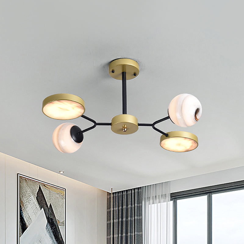 Gold Finish Sphere Ceiling Chandelier Nordic 4/6/8 Lights Moon Glass LED Suspension Pendant Light 4 Gold Clearhalo 'Ceiling Lights' 'Chandeliers' Lighting' options 817160_cde831ed-5e8a-4f46-a6eb-243a3f540504