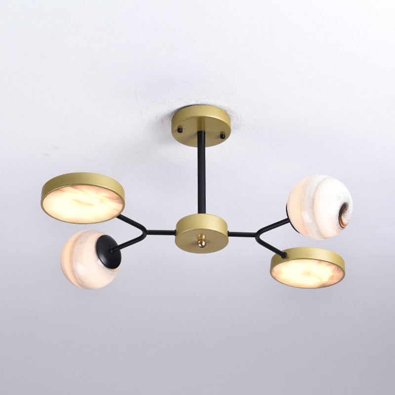 Gold Finish Sphere Ceiling Chandelier Nordic 4/6/8 Lights Moon Glass LED Suspension Pendant Light Clearhalo 'Ceiling Lights' 'Chandeliers' Lighting' options 817162