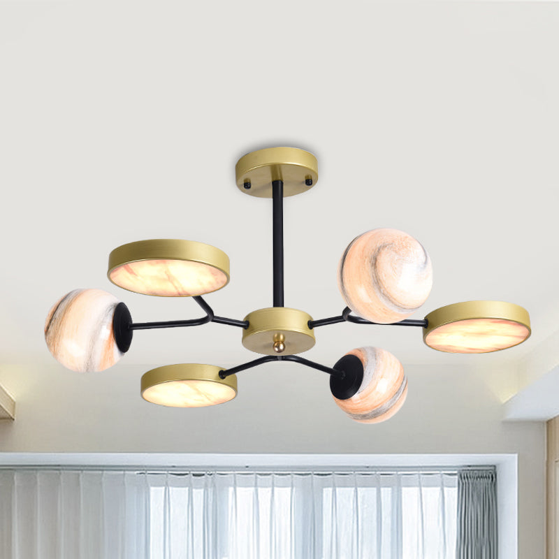Gold Finish Sphere Ceiling Chandelier Nordic 4/6/8 Lights Moon Glass LED Suspension Pendant Light 6 Gold Clearhalo 'Ceiling Lights' 'Chandeliers' Lighting' options 817164_0a9dc0f1-9047-448f-aec6-b95765288be6