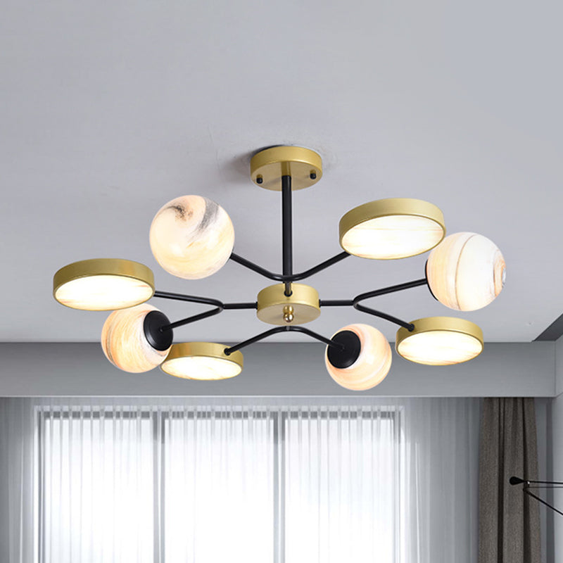 Gold Finish Sphere Ceiling Chandelier Nordic 4/6/8 Lights Moon Glass LED Suspension Pendant Light 8 Gold Clearhalo 'Ceiling Lights' 'Chandeliers' Lighting' options 817169_621f1de5-8acd-43ab-b93b-ab14d269b030