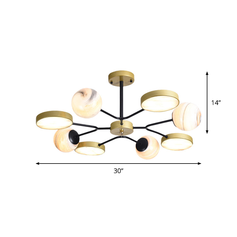 Gold Finish Sphere Ceiling Chandelier Nordic 4/6/8 Lights Moon Glass LED Suspension Pendant Light Clearhalo 'Ceiling Lights' 'Chandeliers' Lighting' options 817173