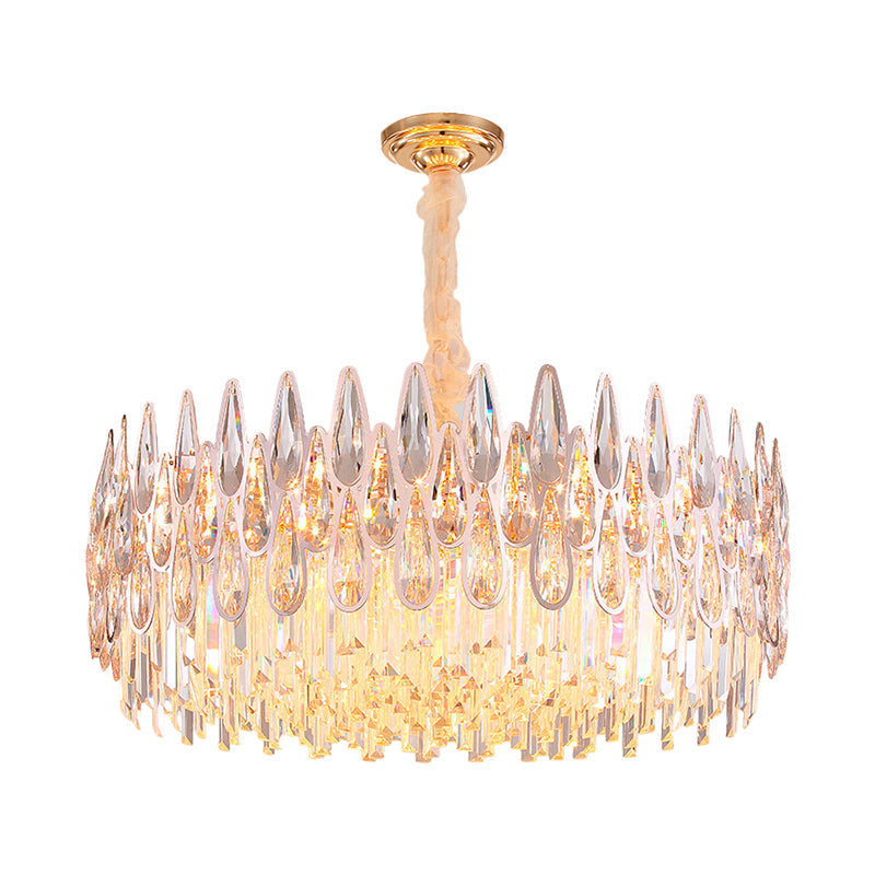 Modern Teardrop Chandelier 6 Heads Clear Crystal Hanging Ceiling Light in Gold Clearhalo 'Ceiling Lights' 'Chandeliers' 'Modern Chandeliers' 'Modern' Lighting' 817494