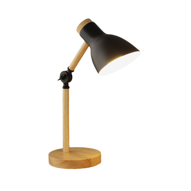 Domed Metal Rotatable Desk Light Modernist 1 Head White/Pink/Yellow and Wood Reading Lamp for Study Room Clearhalo 'Lamps' 'Table Lamps' Lighting' 818284