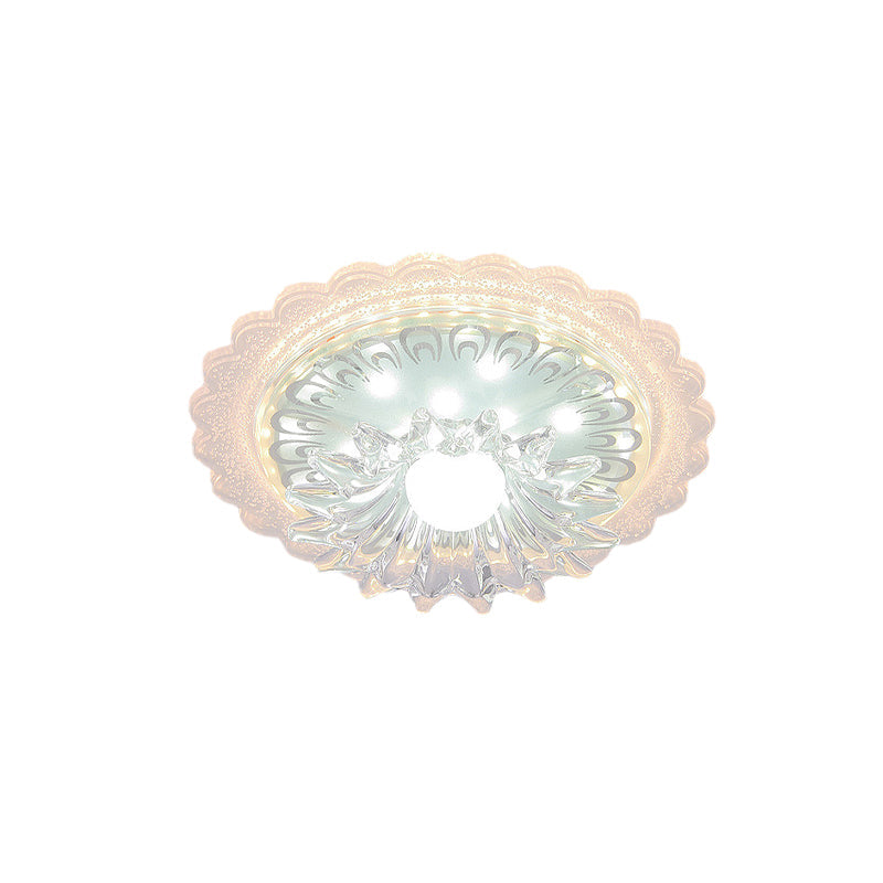 Scalloped Clear Crystal Mini Ceiling Lamp Simplicity Passageway LED Flush Mount Recessed Lighting Clearhalo 'Ceiling Lights' 'Close To Ceiling Lights' 'Close to ceiling' 'Flush mount' Lighting' 818444