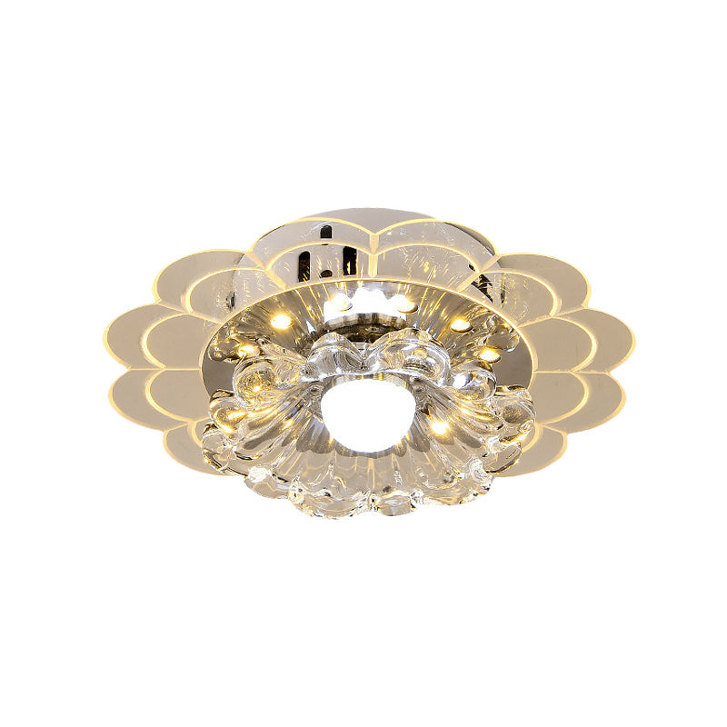 Clear Round/Flower Ceiling Flush Light Modernist Crystal Living Room LED Flush Mount Lighting Fixture Clearhalo 'Ceiling Lights' 'Close To Ceiling Lights' 'Close to ceiling' 'Flush mount' Lighting' 818756