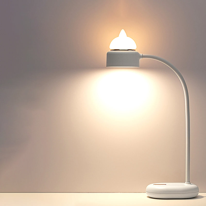 White/Pink/Green Cat Rotating Table Lamp Kids Plastic USB Rechargeable LED Nightstand Light White Clearhalo 'Lamps' 'Table Lamps' Lighting' 819609