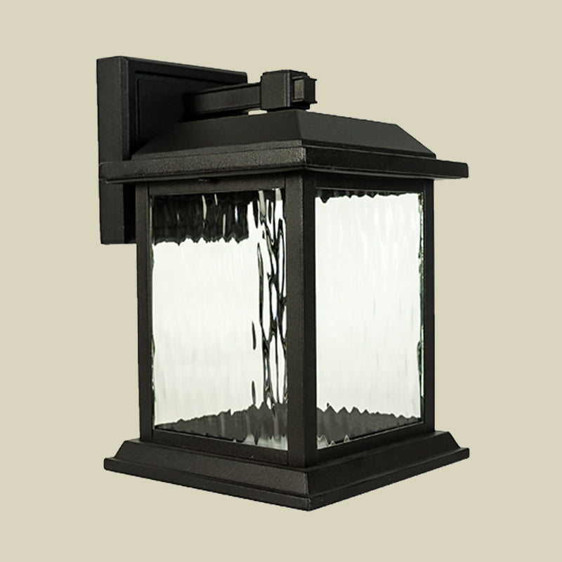 1 Head Wall Sconce Countryside Birdcage Clear Ripple Glass Wall Mounted Lighting in Black Clearhalo 'Wall Lamps & Sconces' 'Wall Lights' Lighting' 819850