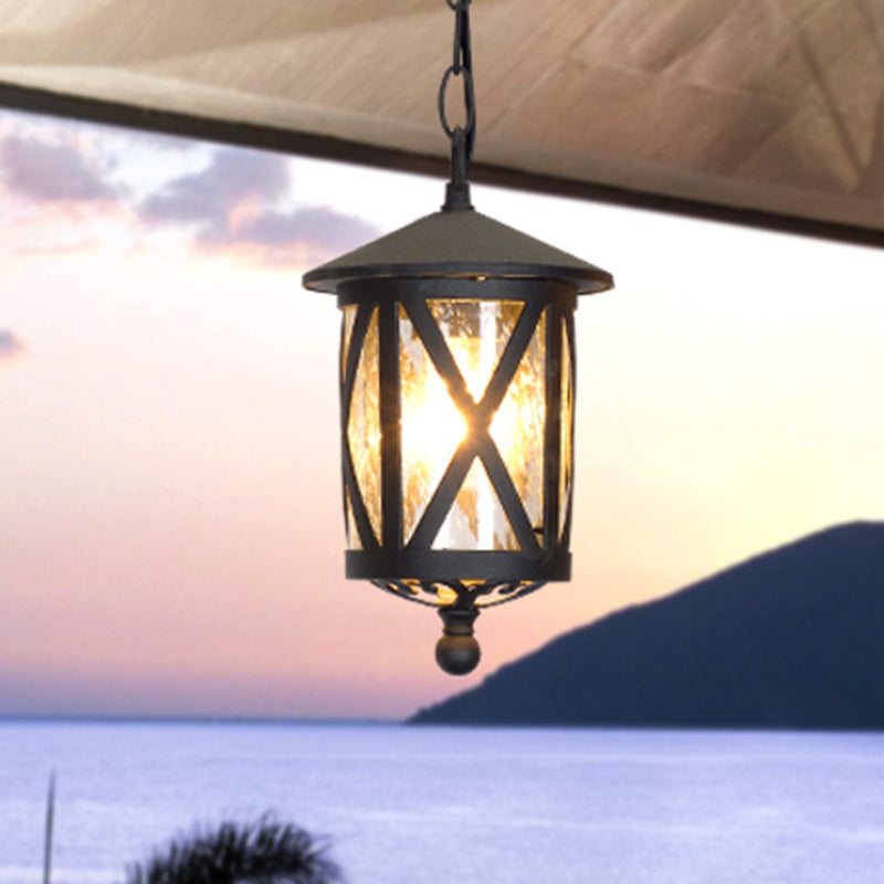 Clear/White Glass Coffee Pendant Lantern 1 Bulb Countryside Suspended Lighting Fixture for Balcony Clearhalo 'Ceiling Lights' 'Glass shade' 'Glass' 'Pendant Lights' 'Pendants' Lighting' 820099