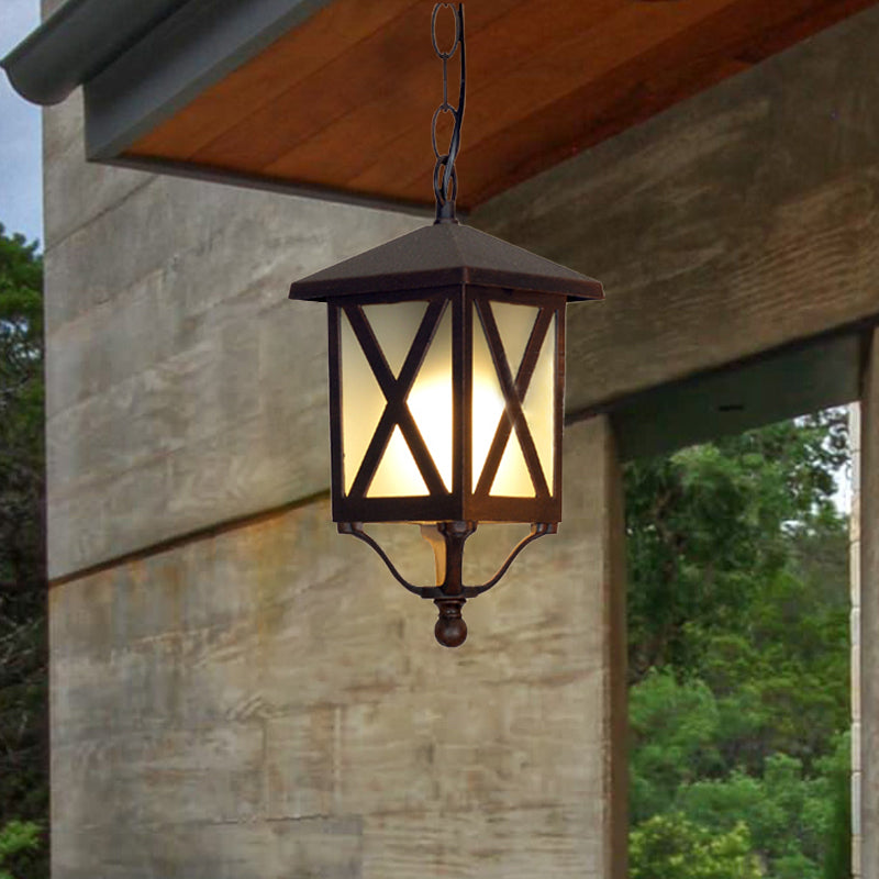 Clear/White Glass Coffee Pendant Lantern 1 Bulb Countryside Suspended Lighting Fixture for Balcony Clearhalo 'Ceiling Lights' 'Glass shade' 'Glass' 'Pendant Lights' 'Pendants' Lighting' 820103