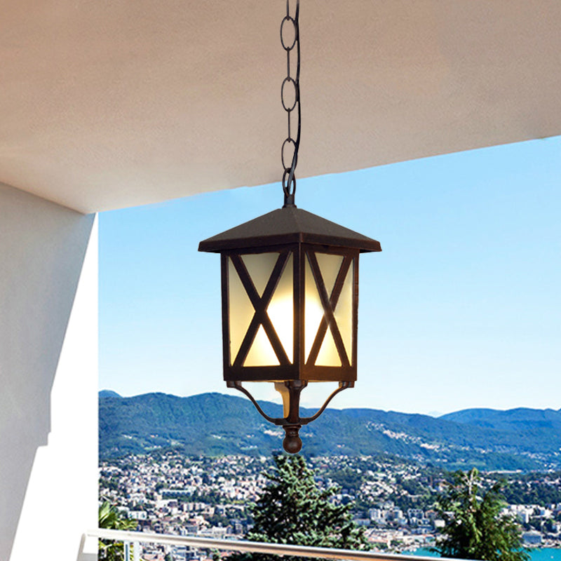 Clear/White Glass Coffee Pendant Lantern 1 Bulb Countryside Suspended Lighting Fixture for Balcony Clearhalo 'Ceiling Lights' 'Glass shade' 'Glass' 'Pendant Lights' 'Pendants' Lighting' 820104
