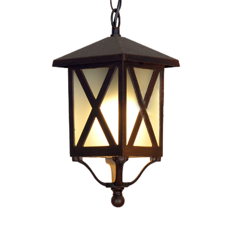 Clear/White Glass Coffee Pendant Lantern 1 Bulb Countryside Suspended Lighting Fixture for Balcony Clearhalo 'Ceiling Lights' 'Glass shade' 'Glass' 'Pendant Lights' 'Pendants' Lighting' 820105