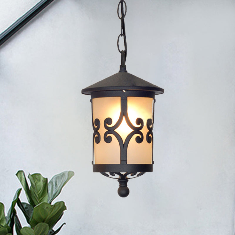 Clear/White Glass Coffee Pendant Lantern 1 Bulb Countryside Suspended Lighting Fixture for Balcony Clearhalo 'Ceiling Lights' 'Glass shade' 'Glass' 'Pendant Lights' 'Pendants' Lighting' 820108