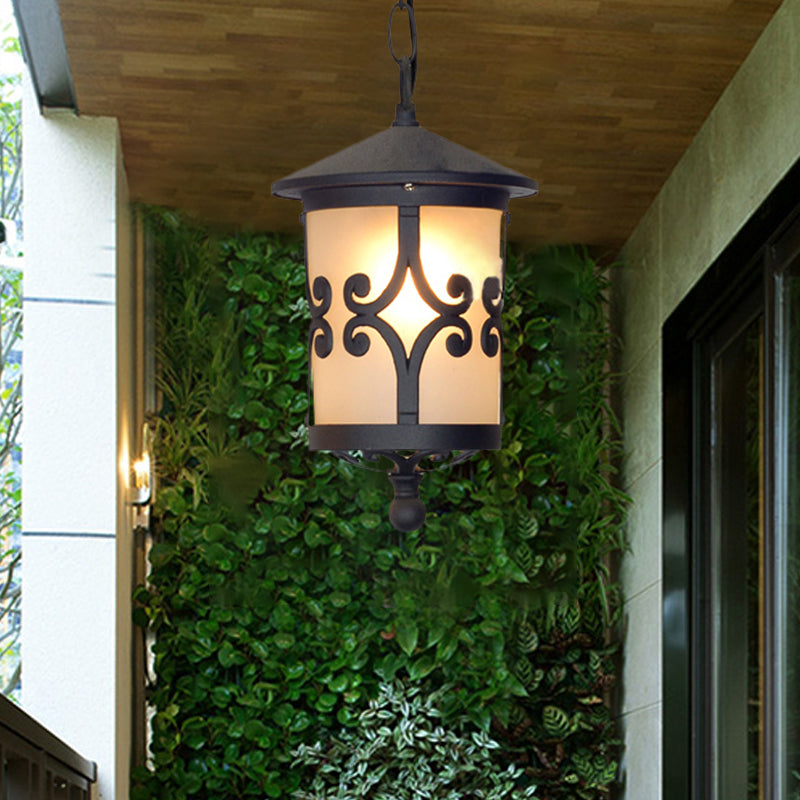 Clear/White Glass Coffee Pendant Lantern 1 Bulb Countryside Suspended Lighting Fixture for Balcony Clearhalo 'Ceiling Lights' 'Glass shade' 'Glass' 'Pendant Lights' 'Pendants' Lighting' 820109