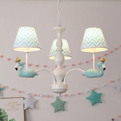 Bedroom Trapezoid Shade Hanging Ceiling Lamp with Swan Fabric Nordic Hanging Chandelier Clearhalo 'Ceiling Lights' 'Chandeliers' Lighting' options 82351